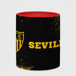 Кружка с принтом Sevilla - gold gradient по-горизонтали для любого человека, вид спереди №4. Цвет основы: белый + красный
