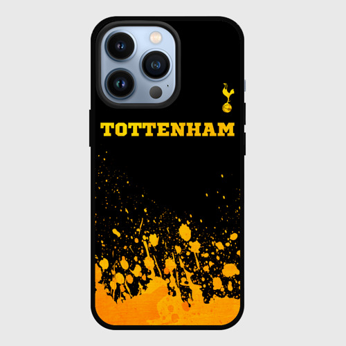 Чехол для iPhone 13 Pro с принтом Tottenham - gold gradient посередине, вид спереди №1