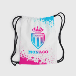 Рюкзак с принтом Monaco neon gradient style для любого человека, вид спереди №5. Цвет основы: белый