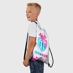 Рюкзак с принтом Monaco neon gradient style для любого человека, вид спереди №2. Цвет основы: белый