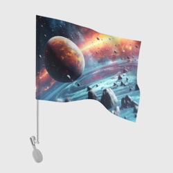 Объемный космос и  планеты – Флаг для автомобиля с принтом купить