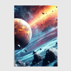 Объемный космос и  планеты – Постер с принтом купить