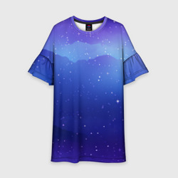 Синий космос и звезды  – Детское платье 3D с принтом купить