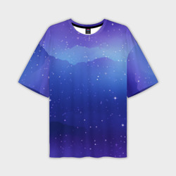 Синий космос и звезды  – Мужская футболка oversize 3D с принтом купить со скидкой в -50%