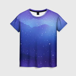 Синий космос и звезды  – Женская футболка 3D с принтом купить со скидкой в -26%