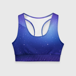 Синий космос и звезды  – Женский спортивный топ 3D с принтом купить