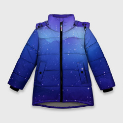 Синий космос и звезды  – Зимняя куртка для девочек 3D с принтом купить