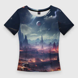 Фантастическая планета внутри  космоса – Женская футболка 3D Slim с принтом купить