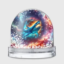 Игрушка Снежный шар Космическая неоновая акула - нейросеть