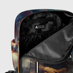 Рюкзак с принтом Мона Лиза в открытом космосе - нейросеть для женщины, вид на модели спереди №5. Цвет основы: белый