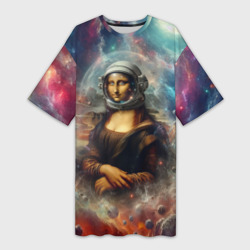 Мона Лиза в открытом космосе - нейросеть – Платье-футболка 3D с принтом купить