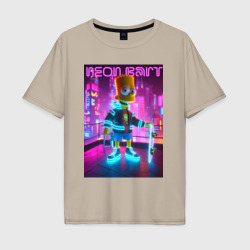 Neon Bart - with skateboard  ai art fantasy – Мужская футболка хлопок Oversize с принтом купить со скидкой в -16%