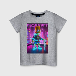 Neon Bart - with skateboard  ai art fantasy – Детская футболка хлопок с принтом купить со скидкой в -20%