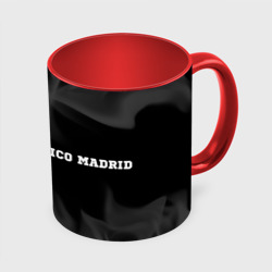 Кружка с принтом Atletico Madrid sport на темном фоне по-горизонтали для любого человека, вид спереди №3. Цвет основы: белый + красный