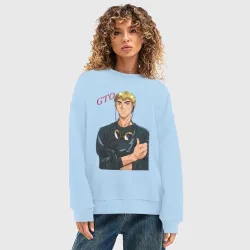 Женский свитшот oversize без начеса хлопок Эйкити Онидзука учитель - фото 2