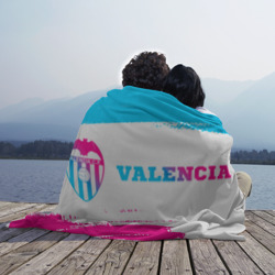 Плед с принтом Valencia neon gradient style по-горизонтали для любого человека, вид спереди №3. Цвет основы: 3d (велсофт)