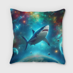 Большая белая акула в космическом пространстве – Подушка 3D с принтом купить