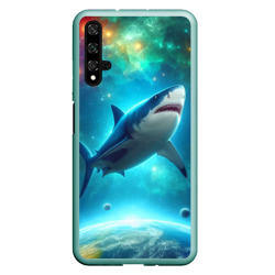 Чехол для Honor 20 Большая белая акула в космическом пространстве