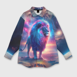 Space lion - ai art fantasy – Мужская рубашка oversize 3D с принтом купить