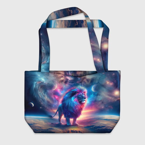 Пляжная сумка с принтом Space lion - ai art fantasy, вид спереди №1