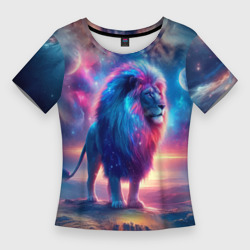 Space lion - ai art fantasy – Женская футболка 3D Slim с принтом купить