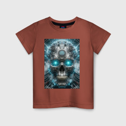 Electrified cyber skull - ai art fantasy – Детская футболка хлопок с принтом купить со скидкой в -20%