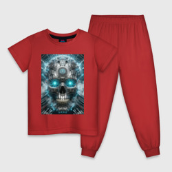 Electrified cyber skull - ai art fantasy – Детская пижама хлопок с принтом купить со скидкой в -9%