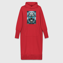 Electrified cyber skull - ai art fantasy – Платье удлиненное хлопок с принтом купить со скидкой в -19%
