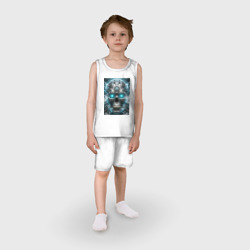Пижама с принтом Electrified cyber skull - ai art fantasy для ребенка, вид на модели спереди №2. Цвет основы: белый