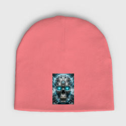 Electrified cyber skull - ai art fantasy – Мужская шапка демисезонная с принтом купить