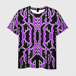 Техно фиолетовые линии с белой обводкой на чёрном фоне – Мужская футболка 3D с принтом купить со скидкой в -26%