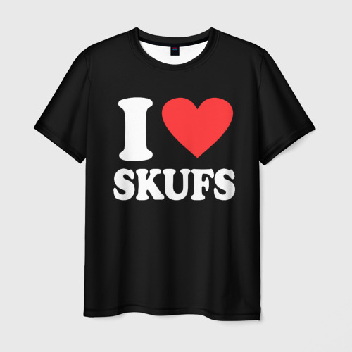 Мужская футболка с принтом I love skufs, вид спереди №1