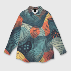 Волны линиями – Мужская рубашка oversize 3D с принтом купить