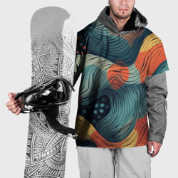 Волны линиями – Накидка на куртку 3D с принтом купить