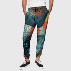 Волны линиями – Мужские брюки 3D с принтом купить