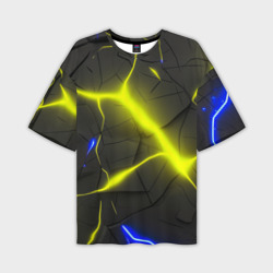 Желтые неоновые разломы плит – Мужская футболка oversize 3D с принтом купить со скидкой в -50%