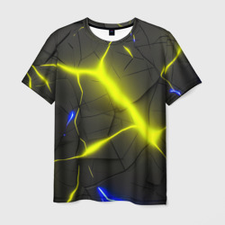 Желтые неоновые разломы плит – Мужская футболка 3D с принтом купить со скидкой в -26%
