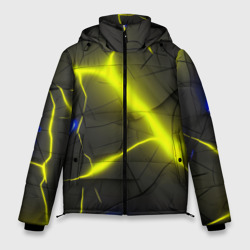 Желтые неоновые разломы плит – Мужская зимняя куртка 3D с принтом купить