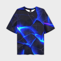 Синий и фиолетовый неон из разлома плит – Мужская футболка oversize 3D с принтом купить со скидкой в -50%