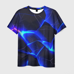 Синий и фиолетовый неон из разлома плит – Мужская футболка 3D с принтом купить со скидкой в -26%