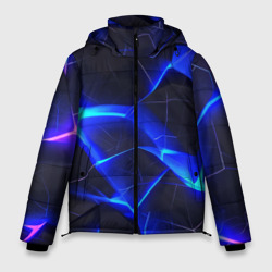 Синий и фиолетовый неон из разлома плит – Мужская зимняя куртка 3D с принтом купить