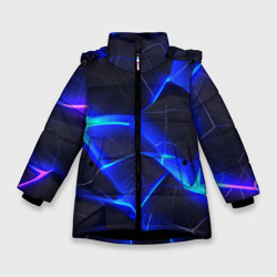 Синий и фиолетовый неон из разлома плит – Зимняя куртка для девочек 3D с принтом купить