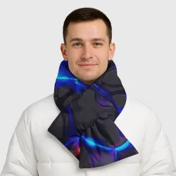 Шарф-пуховик 3D Темный синий неон из разлома плит - фото 2