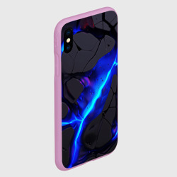 Чехол для iPhone XS Max матовый Темный синий неон из разлома плит - фото 2