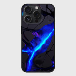 Чехол силиконовый для Apple iPhone 15 Pro матовый Темный синий неон из разлома плит