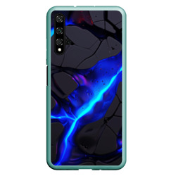 Чехол для Honor 20 Темный синий неон из разлома плит