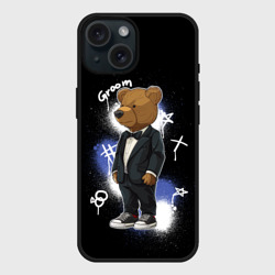 Чехол силиконовый для Apple iPhone 15 матовый Жених - медведь