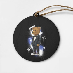 Деревянная игрушка круг Жених - медведь