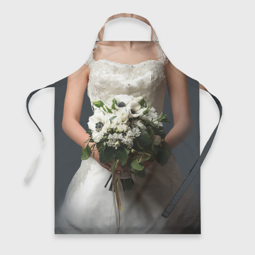 Фартук с принтом Невеста в белом платье, вид спереди №1