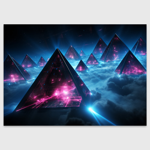 Поздравительная открытка с принтом Пирамиды абстрактные в космосе, вид спереди №1